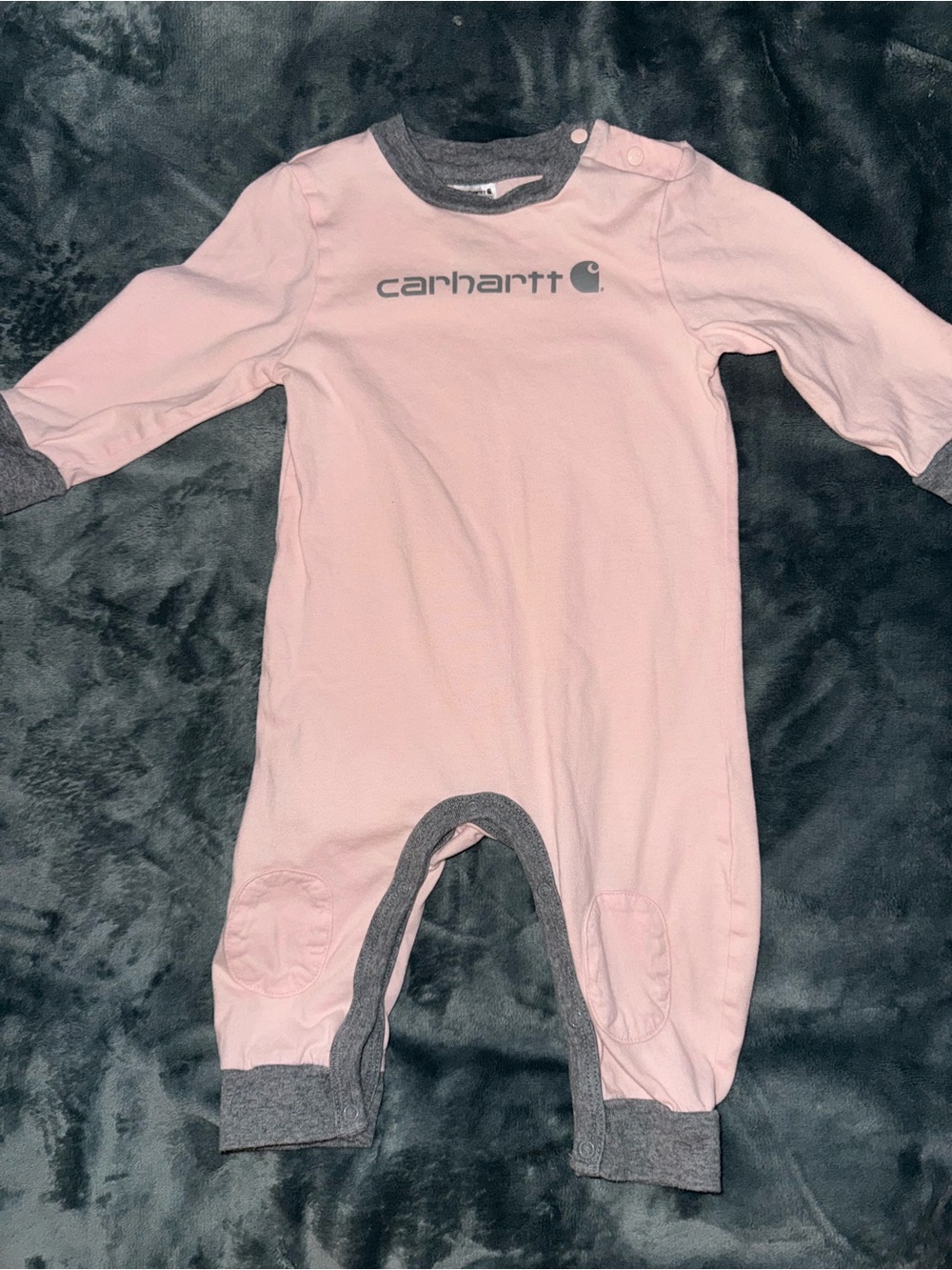 Carhartt Pink & Gray Baby One-Piece Romper 6 mo